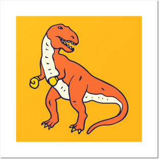 orange dinosaur boxer Posters and Art